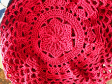 Load image into Gallery viewer, Bottom of Fiesta Red Market Bag showing Sakura cherry blossom design