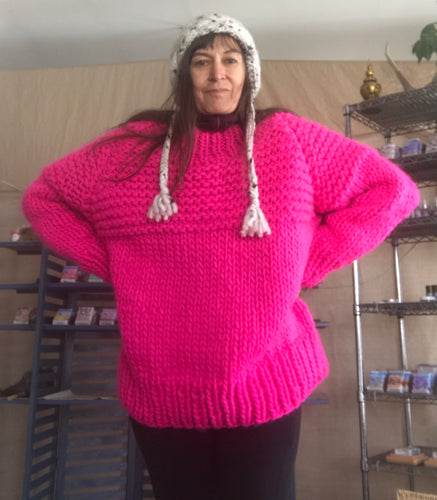 Hot Pink Over Sized Wool Sweater